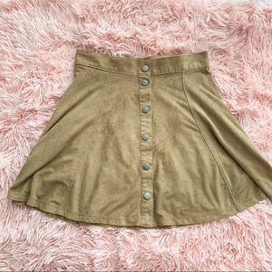 Suede Button Skirt